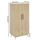 Armoire Wardrobe Closet, Closet Wardrobe Cabinet with Drawers and Hanging Rail for Bedroom, White