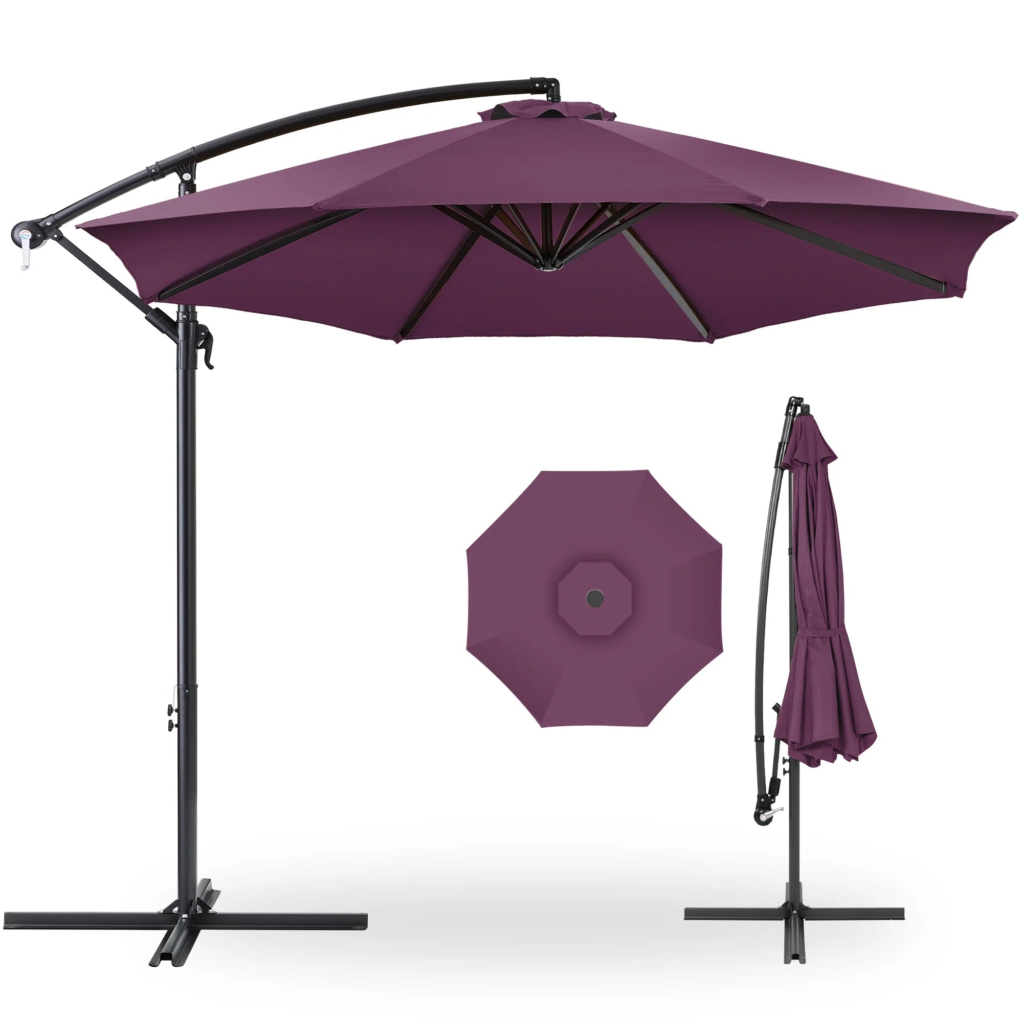 Best Choice Products 10ft Offset Hanging Outdoor Market Patio Umbrella w/ Easy Tilt Adjustment - Tan