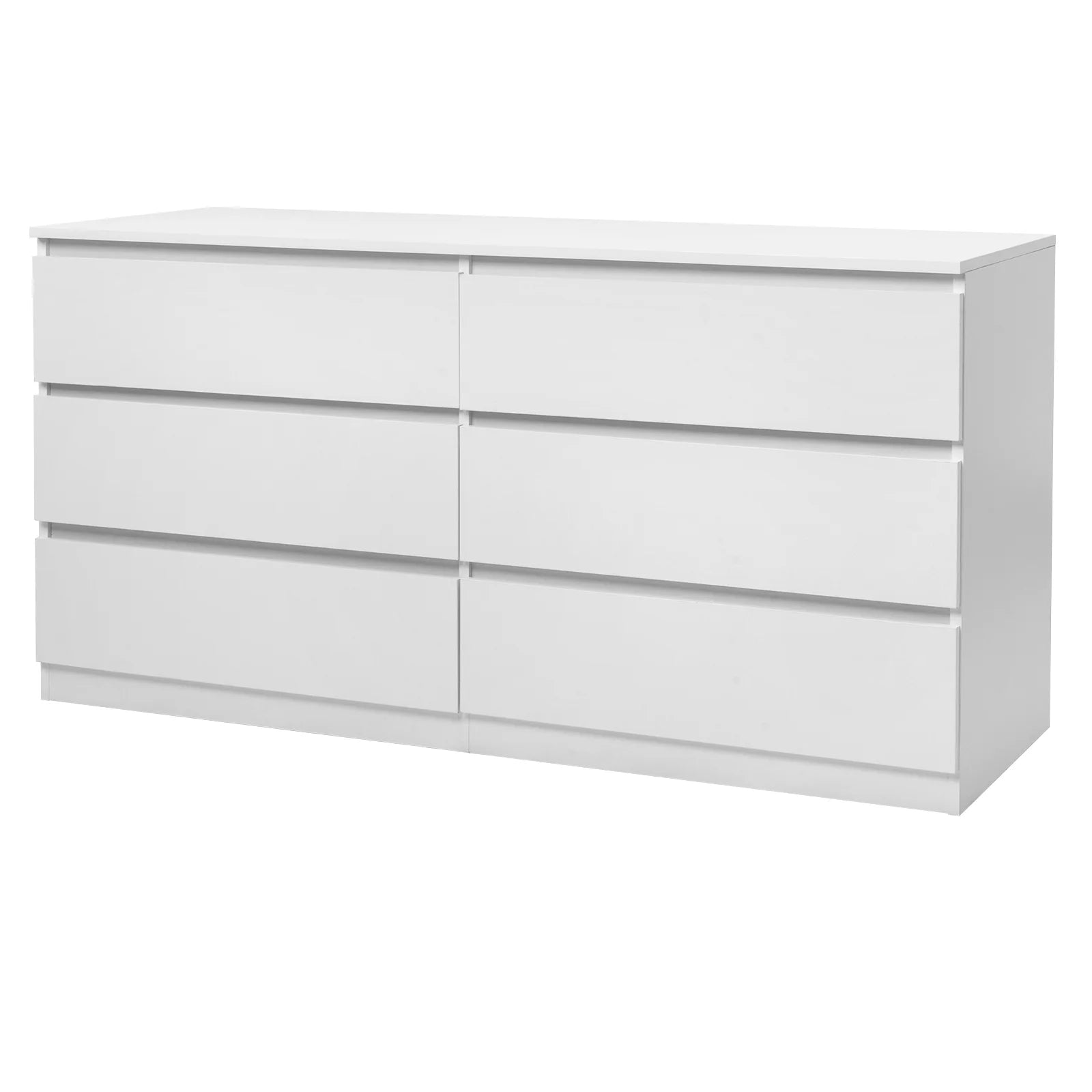 Ktaxon 6 Drawer Double Dresser Wood Dresser Storage Cabinet Drawer Organizer Chest Of Drawers, White