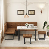 Brafab 5 Piece Corner Dining Breakfast Nook with Table and Bench Modern Kitchen Table Set with Gray Upholstered Banquette Seating