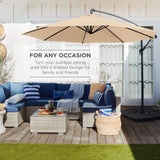 Best Choice Products 10ft Offset Hanging Outdoor Market Patio Umbrella w/ Easy Tilt Adjustment - Tan
