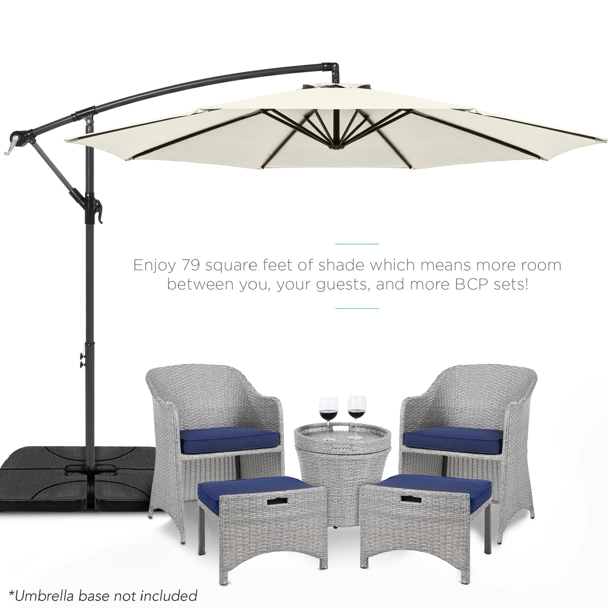 Best Choice Products 10ft Offset Hanging Outdoor Market Patio Umbrella w/ Easy Tilt Adjustment - Tan