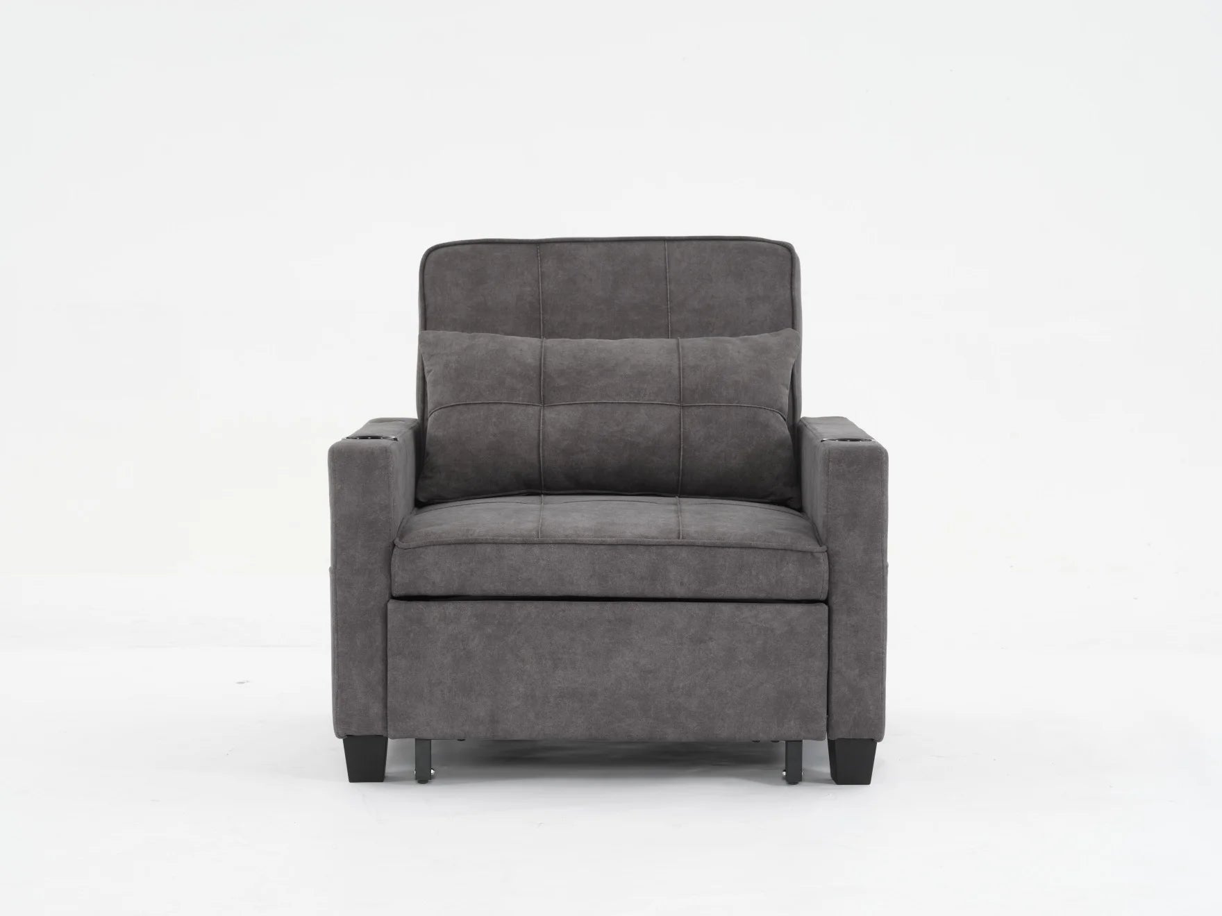 Convertible Futon Sofa Bed, 3-in-1 Multi-Functional Sleeper Chair Bed with USB Ports, Adjustable Backrest Recliner,for Living Room Bedroom Small Space, Tech Cloth, Dark Grey