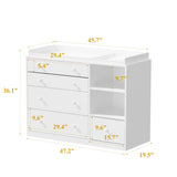 OXYLIFE 45" Baby Nursery Changing Table Dresser with 4 Drawers and Shelf for Nursery Room, White