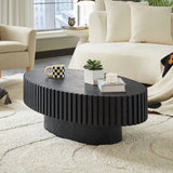 FFH 43.7 inch Oval Coffee Table for Living Room,Handcraft Rustic Corner Coffee Table Nature Wood Relief Sturdy Pedestal for Apartmen,Side Table Centre Table,Nature Wood