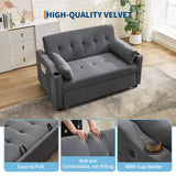 3 in 1 Convertible Sleeper Sofa Bed, Corduroy Futon Couches with Pull-Out Bed, Adjustable Backrest, Charging Port & Side Pockets, Modern Upholstered Sofa for Living Room, Guest Room