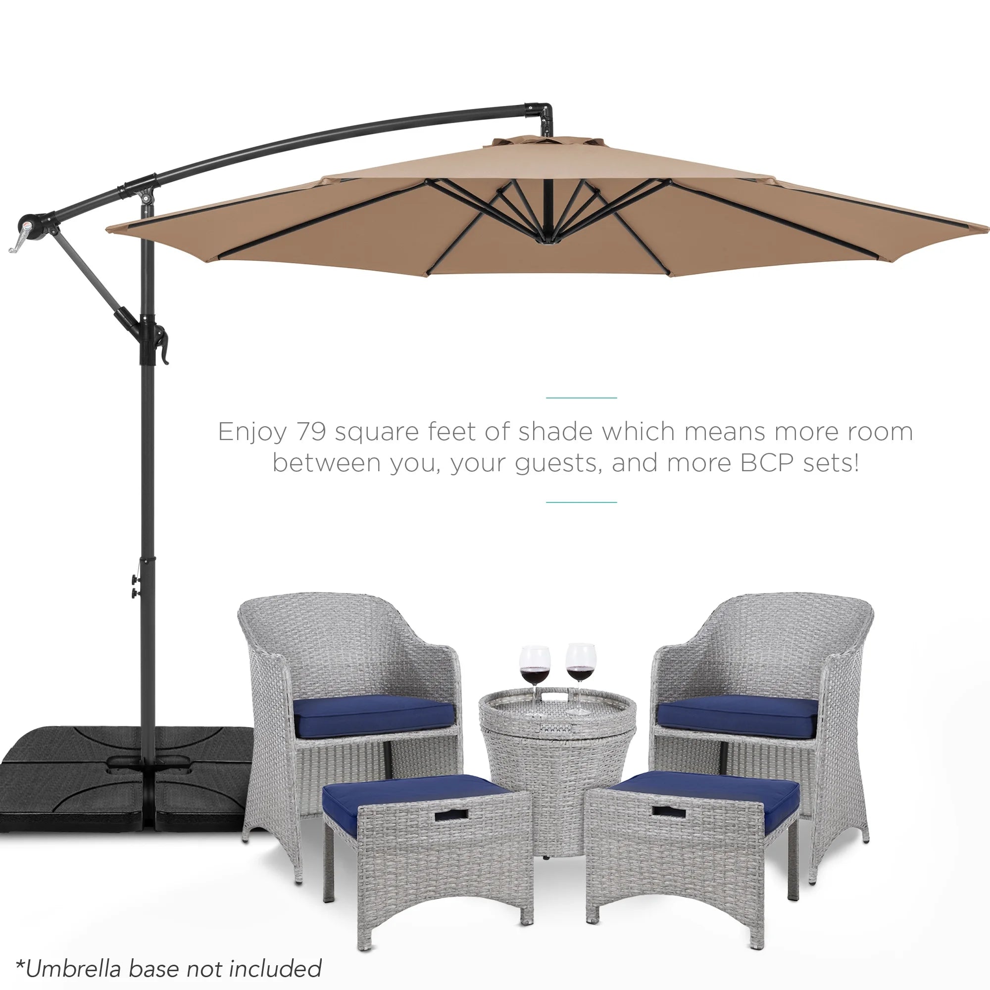 Best Choice Products 10ft Offset Hanging Outdoor Market Patio Umbrella w/ Easy Tilt Adjustment - Tan