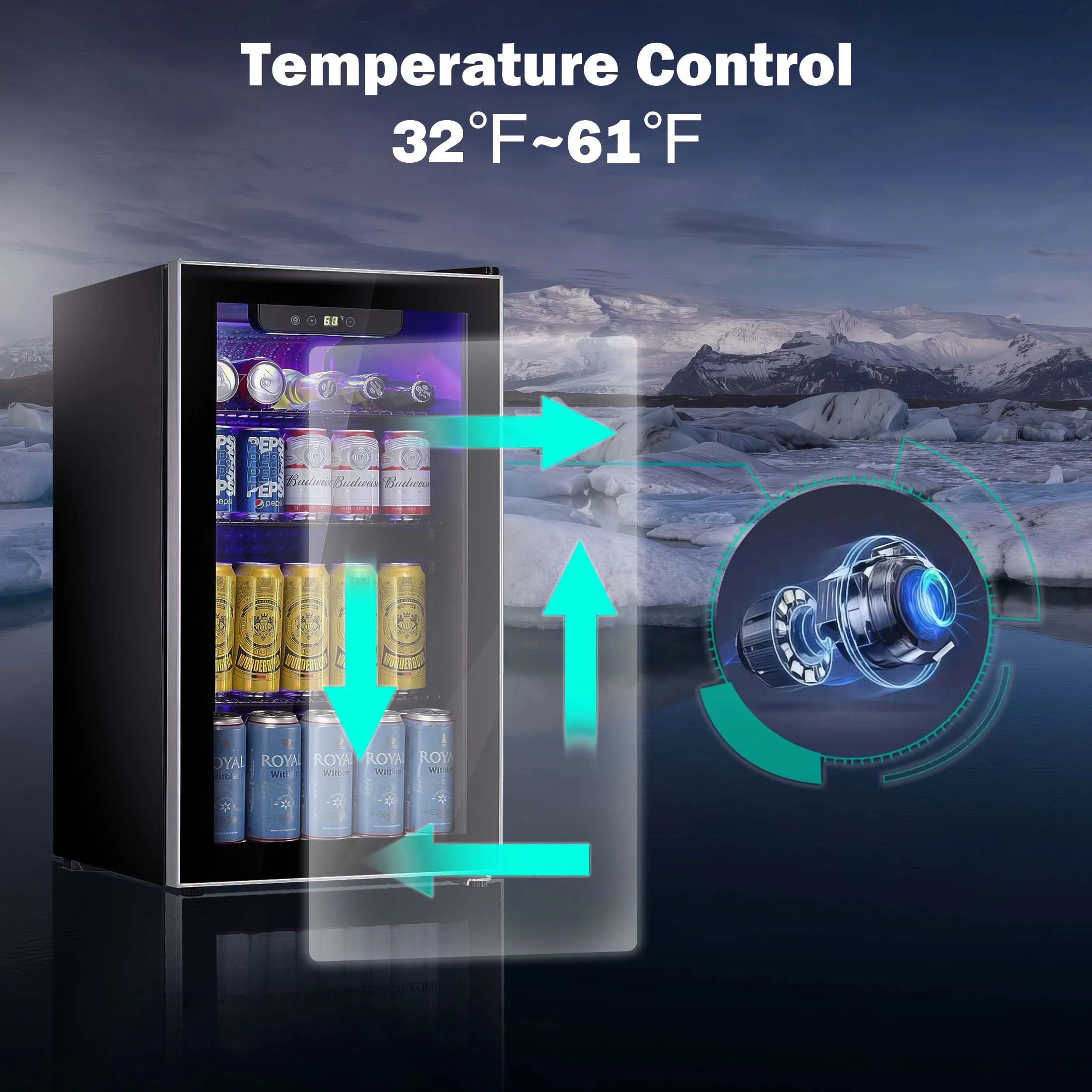 Auseo 126 Can Beverage Refrigerator and Cooler with Glass Door for Home/Office/Bar-Black