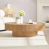 FFH 43.7 inch Oval Coffee Table for Living Room,Handcraft Rustic Corner Coffee Table Nature Wood Relief Sturdy Pedestal for Apartmen,Side Table Centre Table,Nature Wood