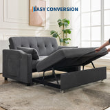 3 in 1 Convertible Sleeper Sofa Bed, Corduroy Futon Couches with Pull-Out Bed, Adjustable Backrest, Charging Port & Side Pockets, Modern Upholstered Sofa for Living Room, Guest Room