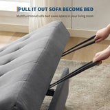 3 in 1 Convertible Sleeper Sofa Bed, Corduroy Futon Couches with Pull-Out Bed, Adjustable Backrest, Charging Port & Side Pockets, Modern Upholstered Sofa for Living Room, Guest Room