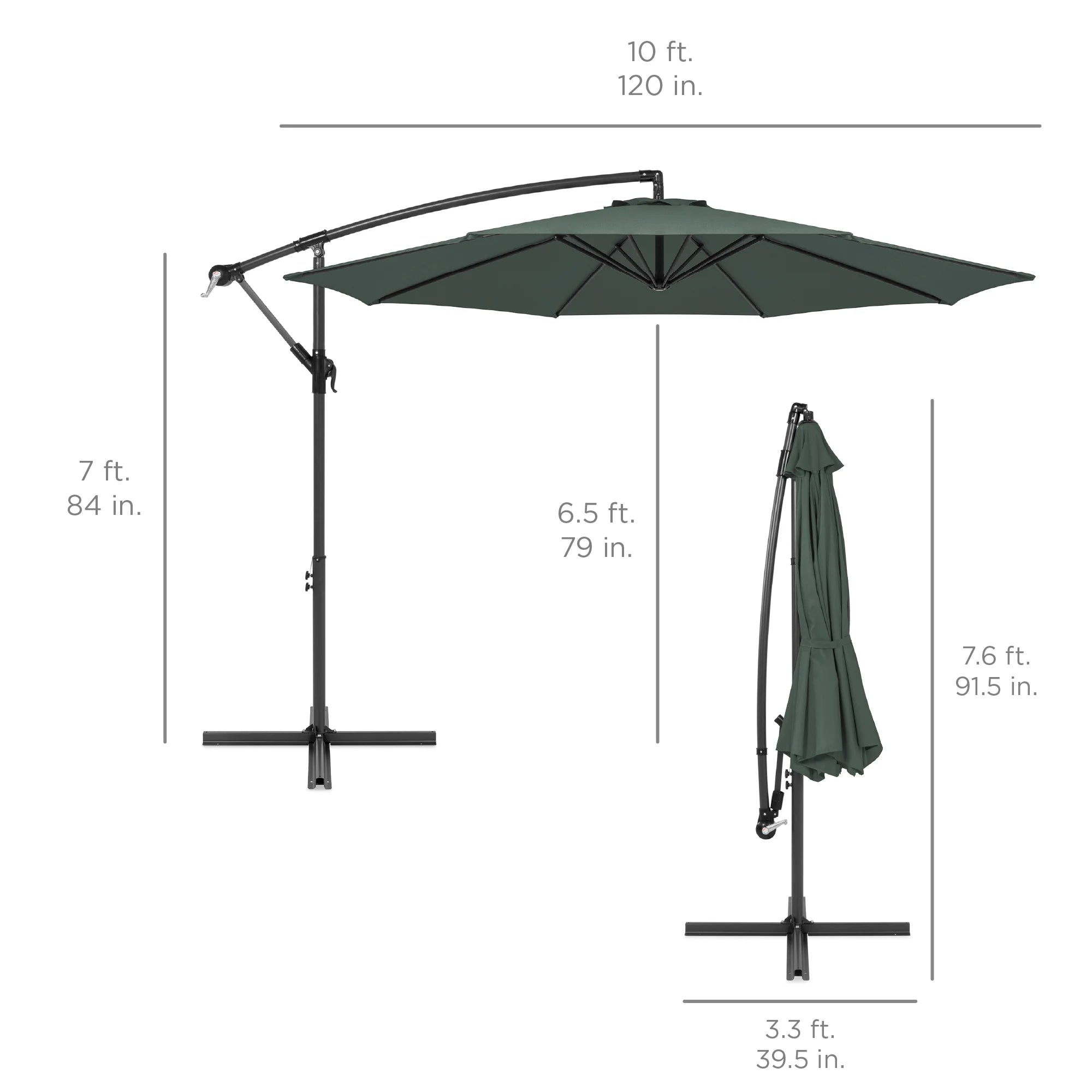 Best Choice Products 10ft Offset Hanging Outdoor Market Patio Umbrella w/ Easy Tilt Adjustment - Tan