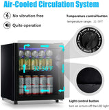 WANAI Compact Beverage Refrigerator, 100 Can Capacity, Glass Door, Black Stainless Steel