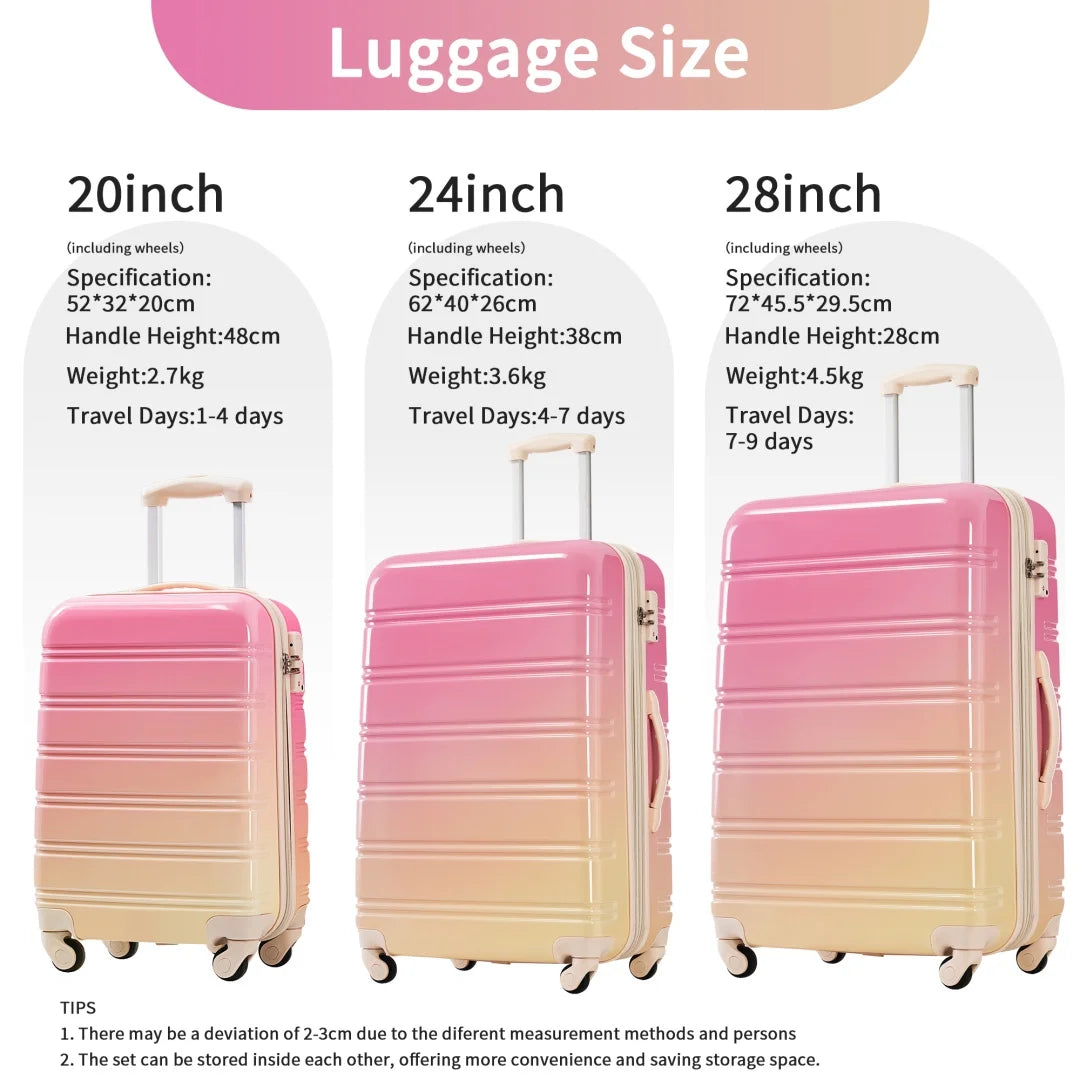 3 Piece Luggage Sets, Hard Shell Suitcase 20/24/28 Inches with TSA Lock and Spinner Wheels, Expandable Lightweight Travel Luggage for Men Women, Multicolor purple
