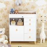 OXYLIFE 45" Baby Nursery Changing Table Dresser with 4 Drawers and Shelf for Nursery Room, White