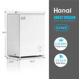 WANAI Chest Freezer 3.5 Cu Ft,Small Chest Freezer,Upright Single Door Refrigerator,White