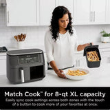 Ninja Foodi 8 qt 2-Basket Air Fryer, Black - DualZone Technology, Smart Finish