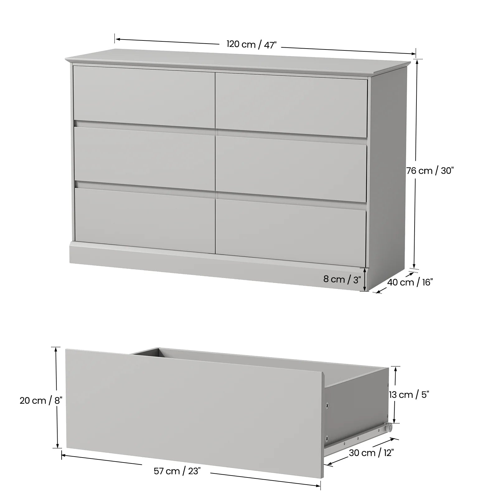 White Dressers Bedroom Dresser 6 Drawer Storage Chest of Drawers Double Dresser Storage Side Cabinet Room Furniture for Bedroom Living Room