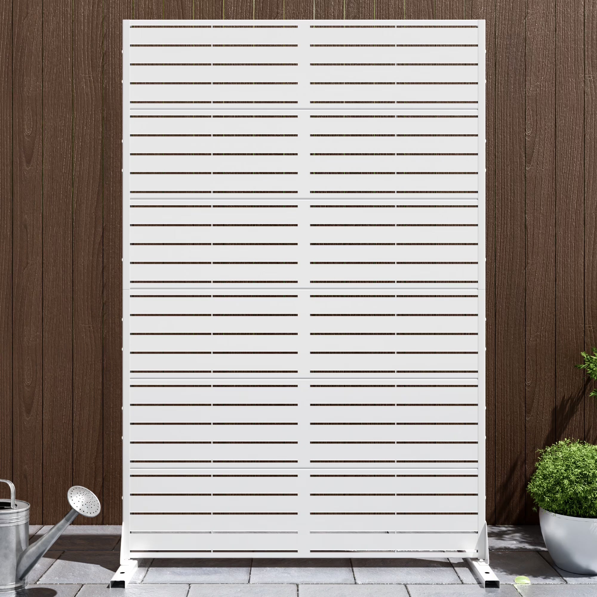 MAYEERTY 72*47" Outdoor Black Metal Privacy Panel Screen for Patio, Classic Louvered