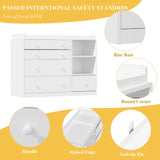 OXYLIFE 45" Baby Nursery Changing Table Dresser with 4 Drawers and Shelf for Nursery Room, White