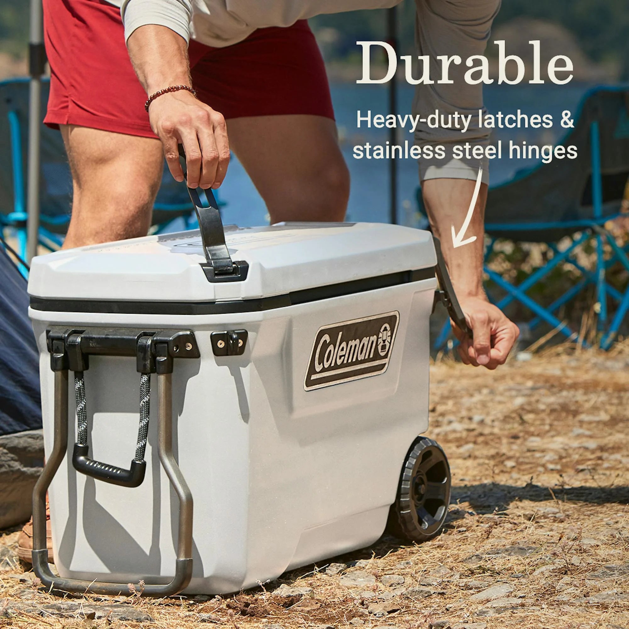 Coleman Convoy Series 65-Quart Hard Cooler with Wheels, up to 48 Cans, Brown Walnut Color