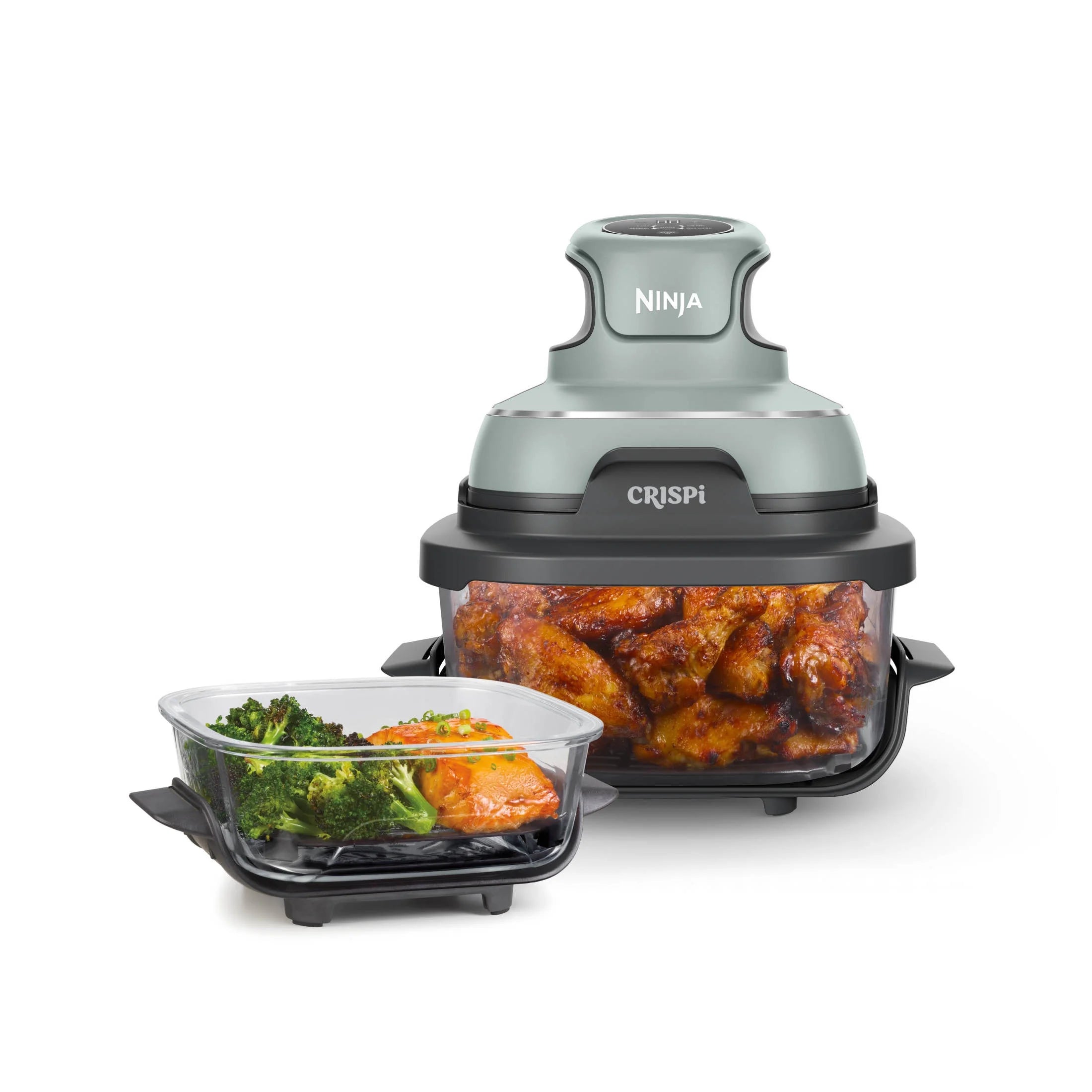 Ninja Crispi 4-in-1 Portable Glass Air Fryer Cooking System, 4-Qt & 6-Cup Containers, Cyberspace