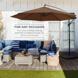 Best Choice Products 10ft Offset Hanging Outdoor Market Patio Umbrella w/ Easy Tilt Adjustment - Tan