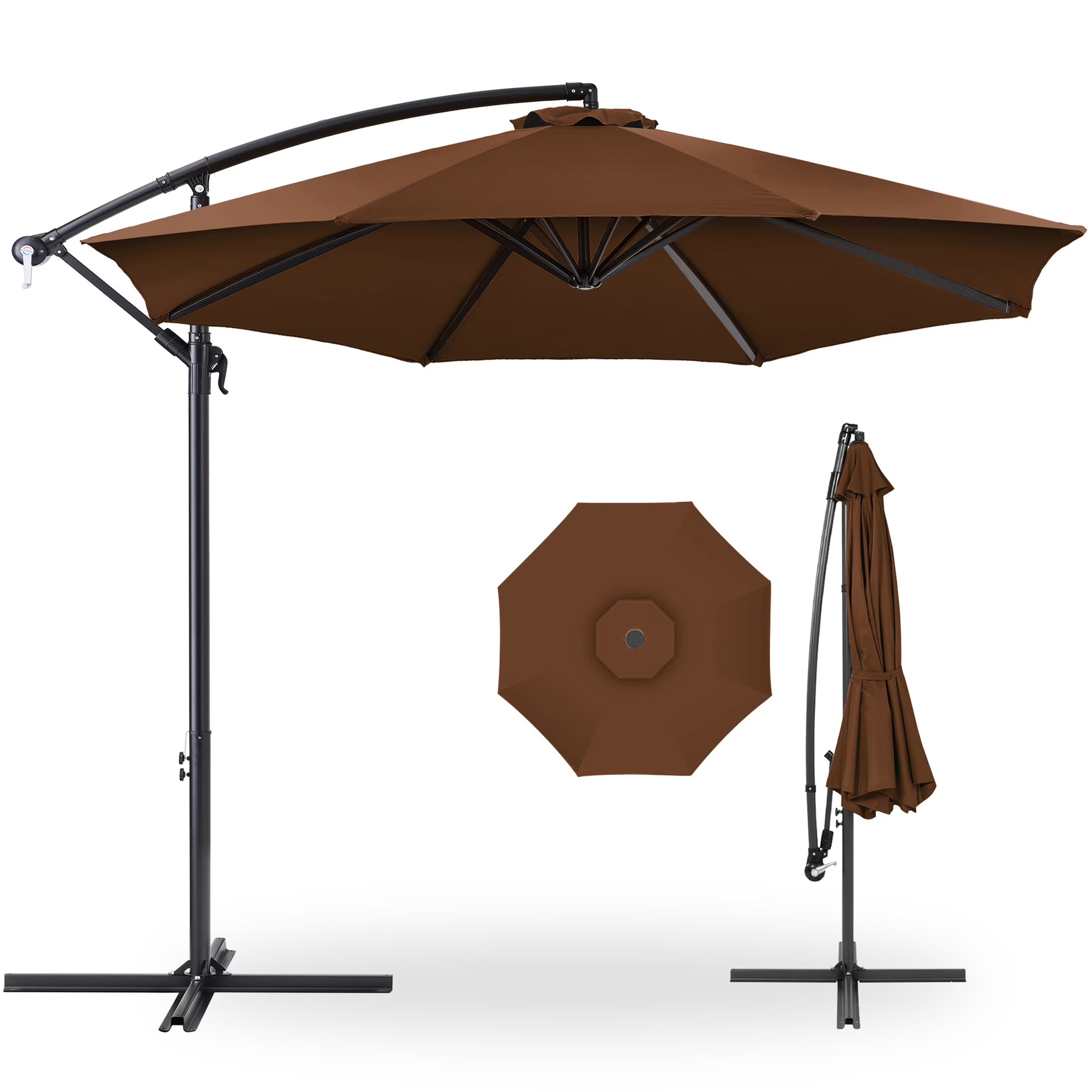 Best Choice Products 10ft Offset Hanging Outdoor Market Patio Umbrella w/ Easy Tilt Adjustment - Tan
