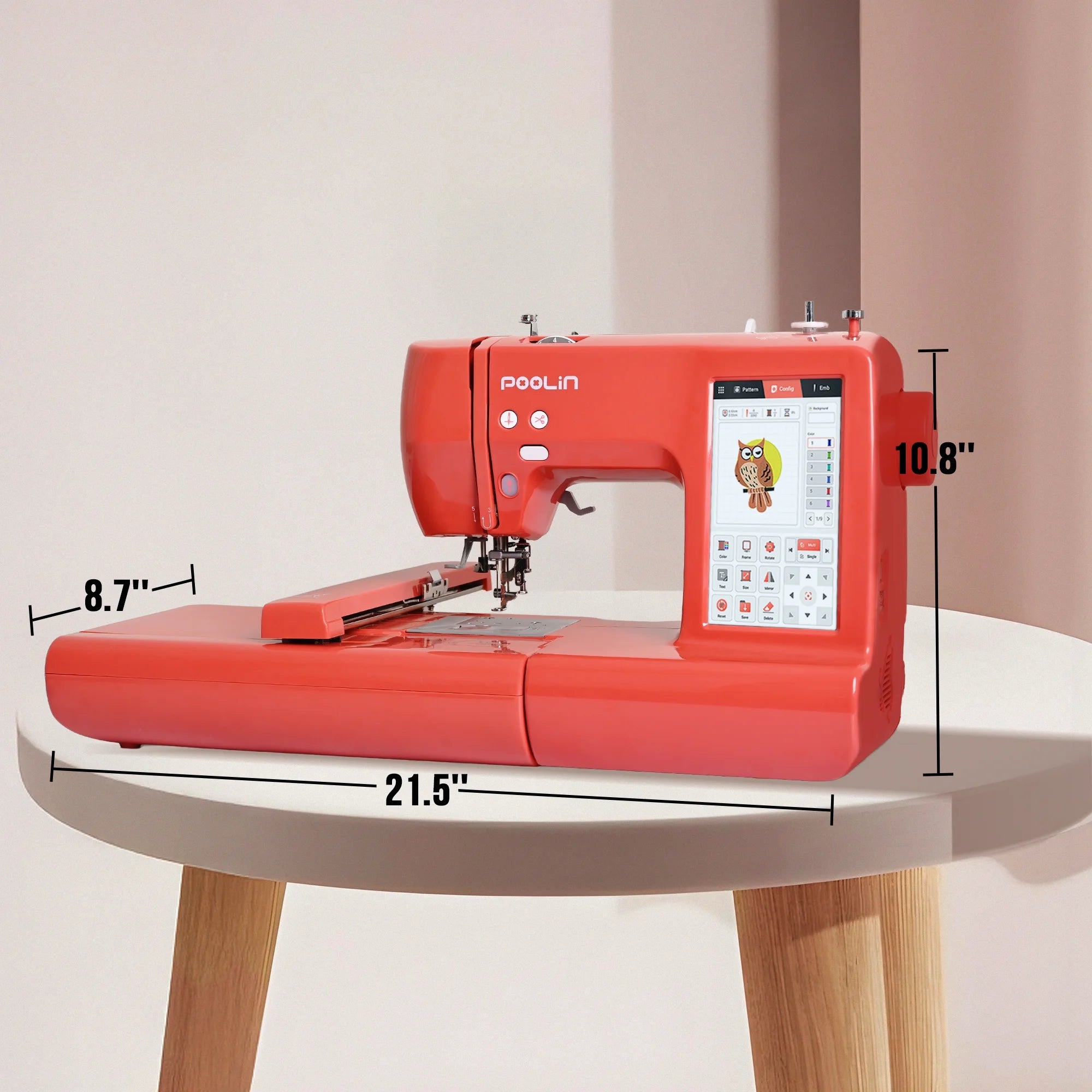 Poolin EOC05 Embroidery Machine 4x9.25" Area, 7" Touch Screen with kit
