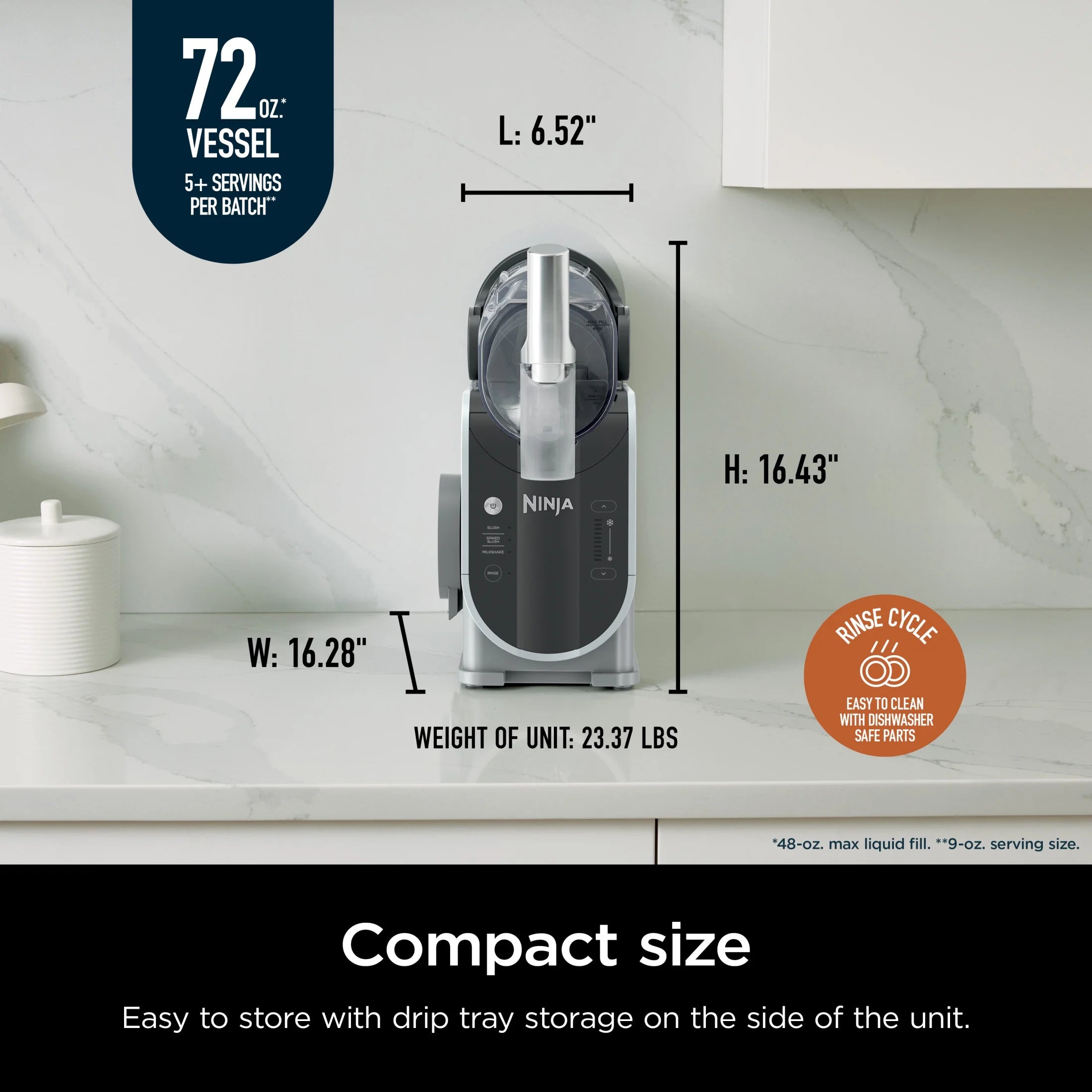 Ninja SLUSHi with RapidChill Technology, 72 oz. Frozen Drink & Slushie Machine, 3 Presets, Margaritas, Frappes, Dishwasher Safe, Gray, FS300