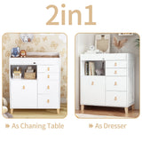 OXYLIFE 45" Baby Nursery Changing Table Dresser with 4 Drawers and Shelf for Nursery Room, White