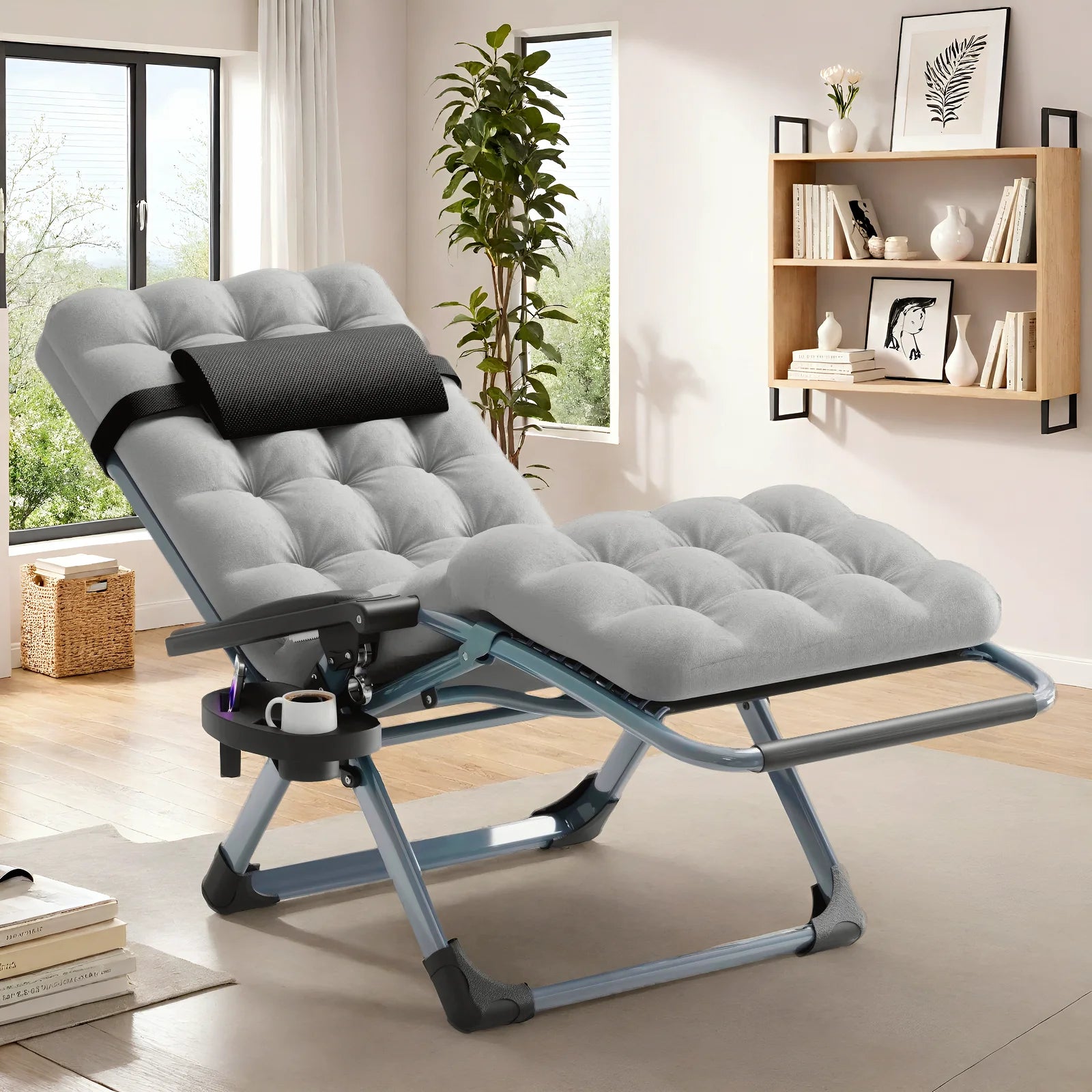 Naipo Zero Gravity Chair, Outdoor Foldable Padded Lounge Chair Recliner with Side Table, 353lbs Lounge Chair Sleep Relaxing, Winner