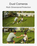 eufy Security Floodlight Camera E340, Wired Camera, 3K+2K Dual Camera, 360�� Pan and Tilt, No Monthly Fee