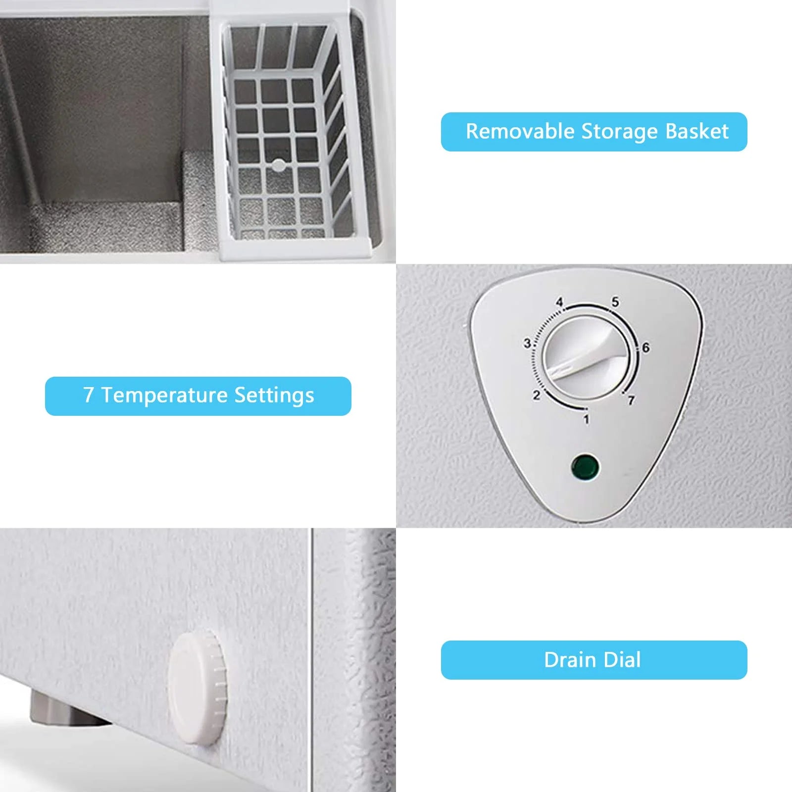 WANAI Chest Freezer 3.5 Cu Ft,Small Chest Freezer,Upright Single Door Refrigerator,White