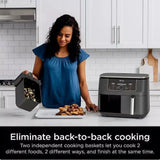 Ninja Foodi 8 qt 2-Basket Air Fryer, Black - DualZone Technology, Smart Finish