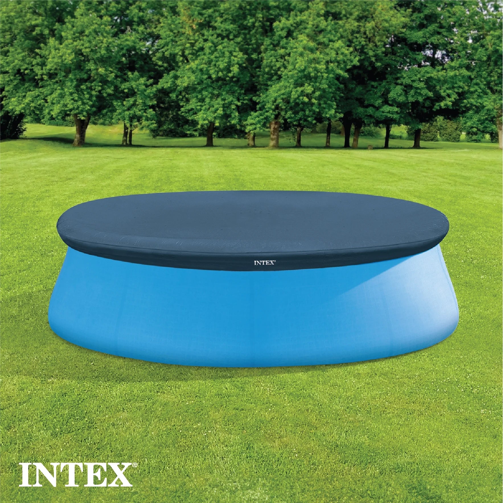 Intex Swim Center Round Inflatable Outdoor Lounge Pool with Pool Cover
