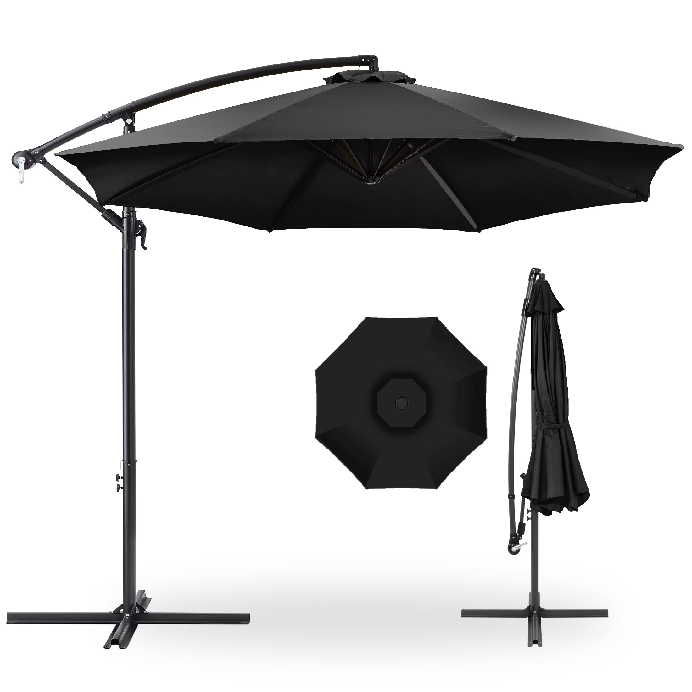 Best Choice Products 10ft Offset Hanging Outdoor Market Patio Umbrella w/ Easy Tilt Adjustment - Tan