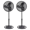 16" Oscillating 3 Speed Adjustable Pedestal Stand Fan, Black (2 Pack)