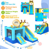 Mukidy 114''x 114'' x 92.5'' Inflatable Bounce Houses for Kids 3-10 with Blower Double Slide and Ball Pit/Indoor Bouncy House, PVC, Child, Teen, Toddler��Blue