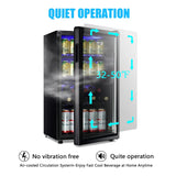 WANAI Compact Beverage Refrigerator, 100 Can Capacity, Glass Door, Black Stainless Steel