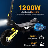 Off Road Electric Scooter for Adults, 1200W Motor Fast E Scooter, Up to 28MPH Top Speed & 20Miles Long Range, 11" Off-Road Tires, 330lbs MAX Load, Foldable