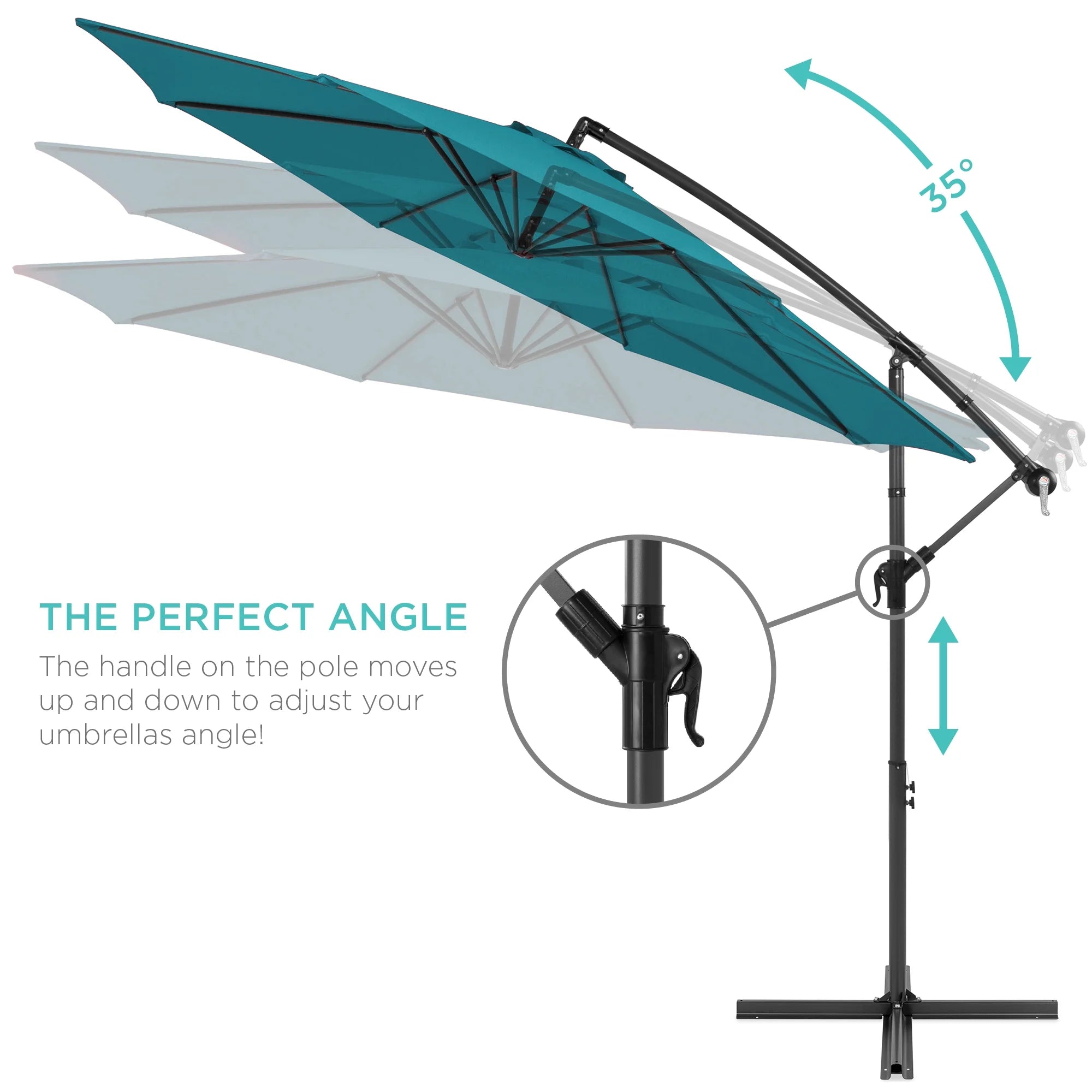 Best Choice Products 10ft Offset Hanging Outdoor Market Patio Umbrella w/ Easy Tilt Adjustment - Tan