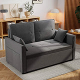 Convertible Sofa Bed,3-in-1 Sleeper Sofa with Pull Out Bed,Velvet Highly Elastic Sponge Futon Couch Loveseat with Adjustable Backrest and 2 Pillows for Living Room,Gray