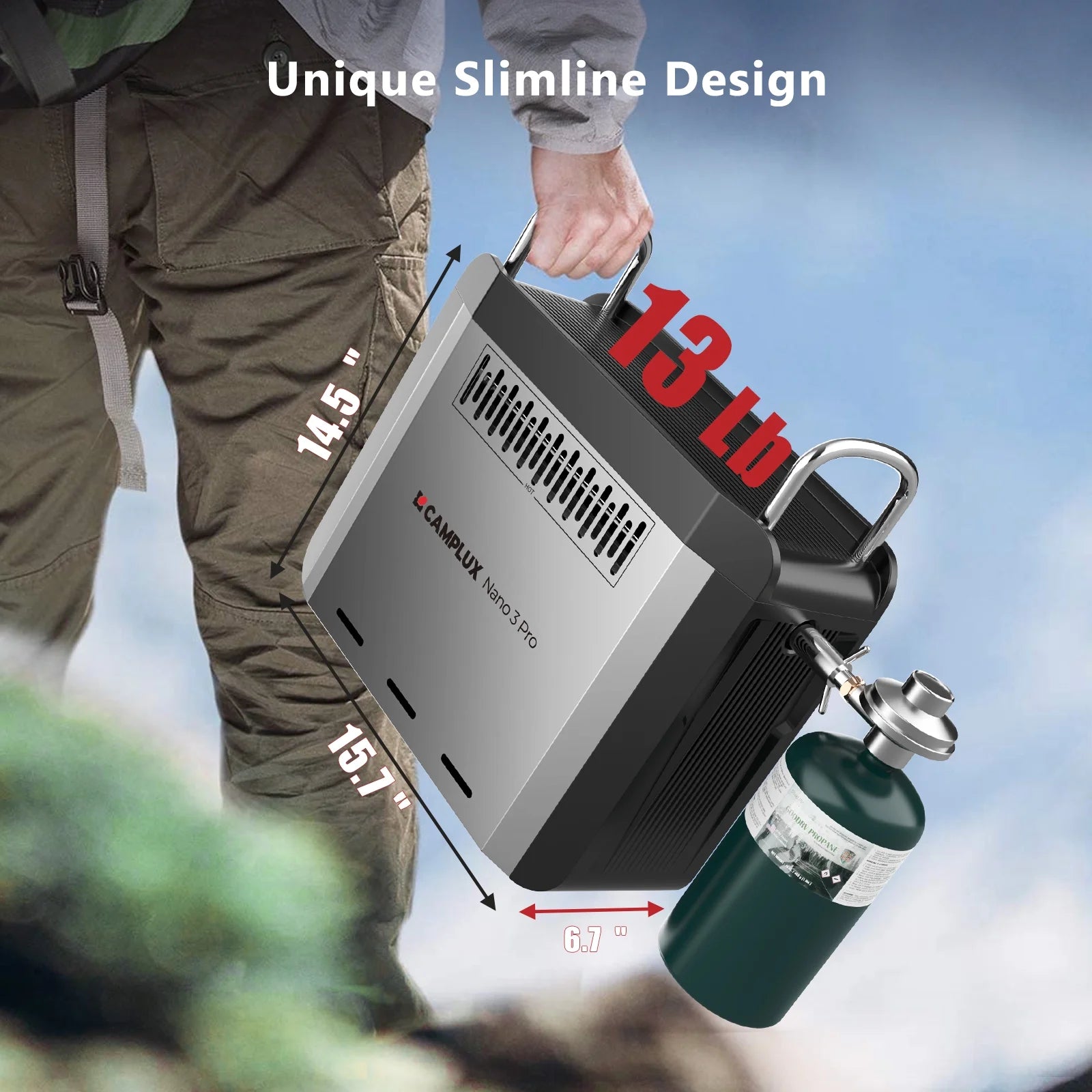 CAMPLUX Nano 3 Pro Portable Propane Water Heater with Battery, Instant Hot Water for Camping and Outdoor Use