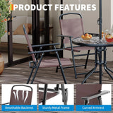 6 Pieces Outdoor Dining Set With Umbrella, Patio Table and 4 Folding Chairs With Umbrella, Garden Patio Furniture Set With Umbrellas, Tempered Glass Top Dining Table