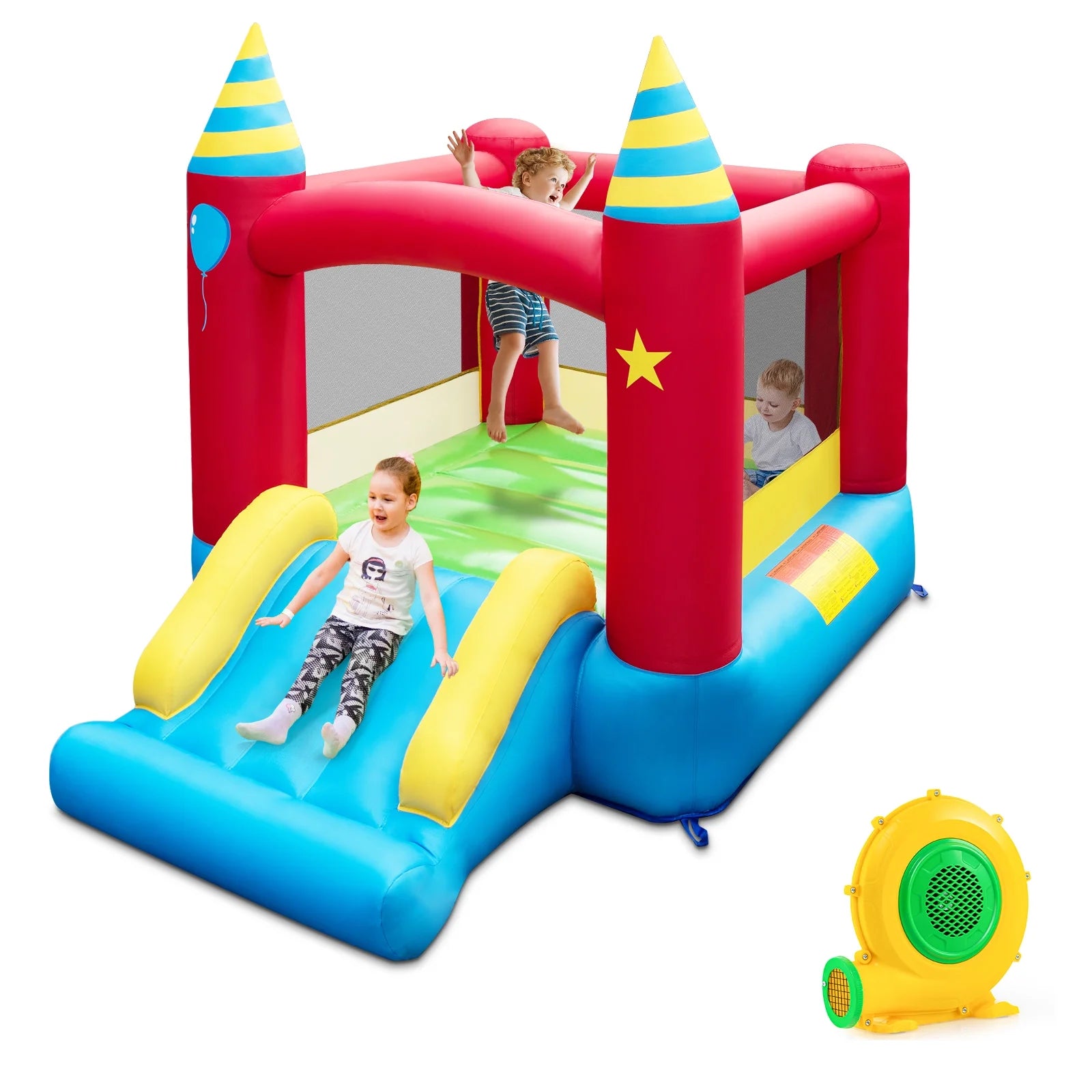Costway Inflatable Kids Jumping Bouncer Indoor Outdoor with 480W Blower