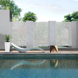 MAYEERTY 72*47" Outdoor Black Metal Privacy Panel Screen for Patio, Classic Louvered