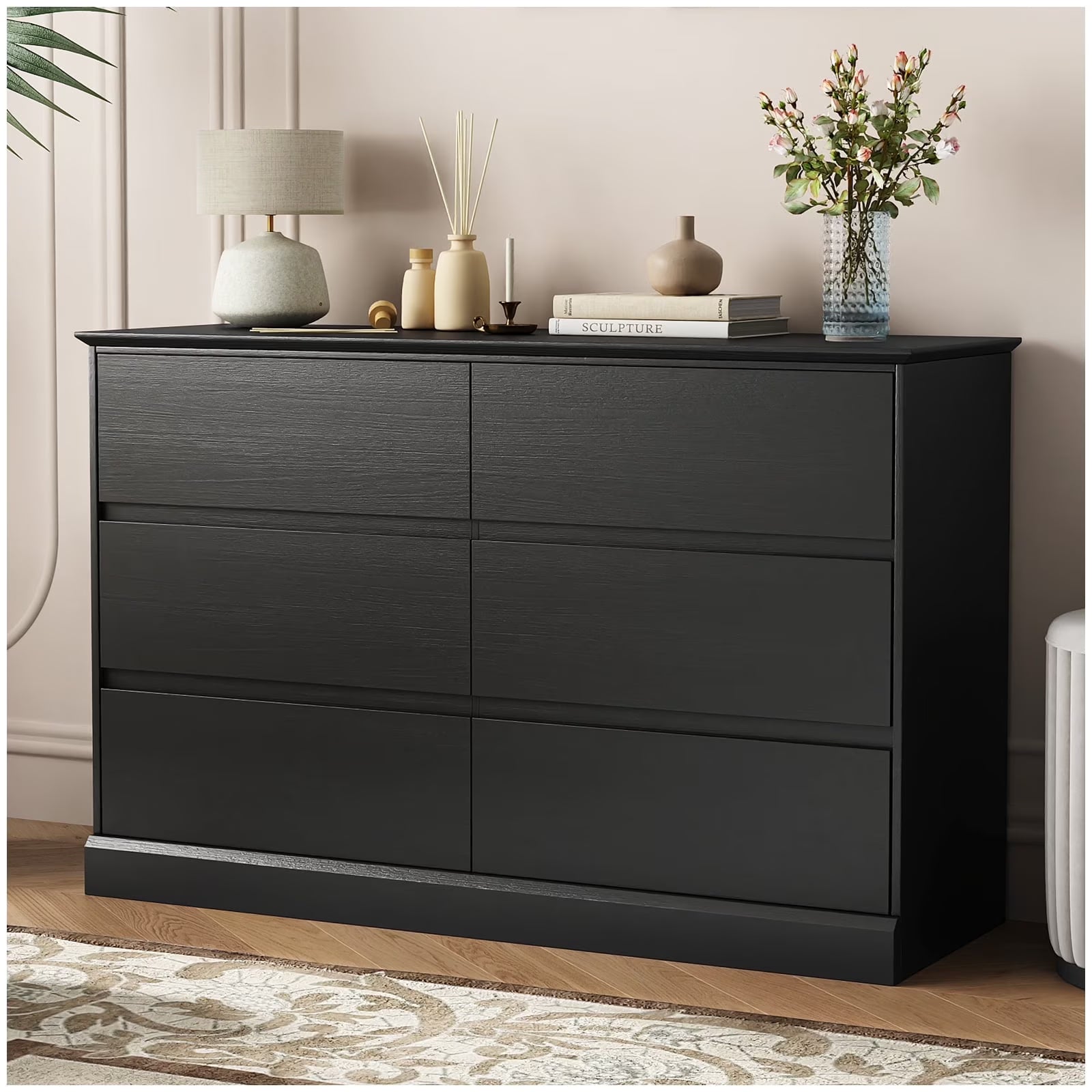 White Dressers Bedroom Dresser 6 Drawer Storage Chest of Drawers Double Dresser Storage Side Cabinet Room Furniture for Bedroom Living Room