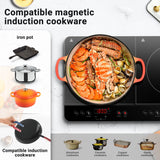 Aobosi Double Induction Cooktop with 2 Burners, 1800W Electric Stove Cooktop with Sensor Touch, 10 Temperature 9 Power Settings