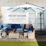 Best Choice Products 10ft Offset Hanging Outdoor Market Patio Umbrella w/ Easy Tilt Adjustment - Tan